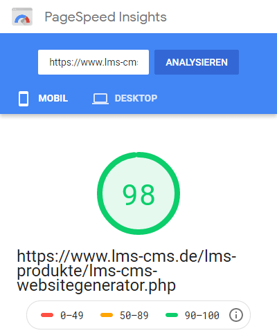Pagespeed mobil (Seite 1, Webseite)